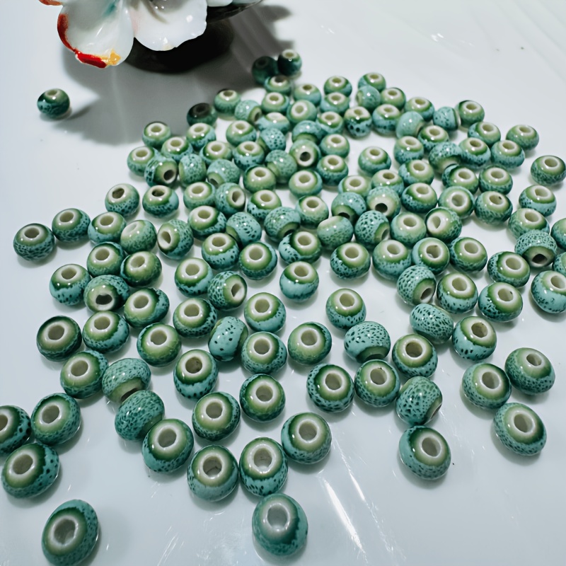 108pcs Celadon Green Ceramic Beads Set for Jewelry Making